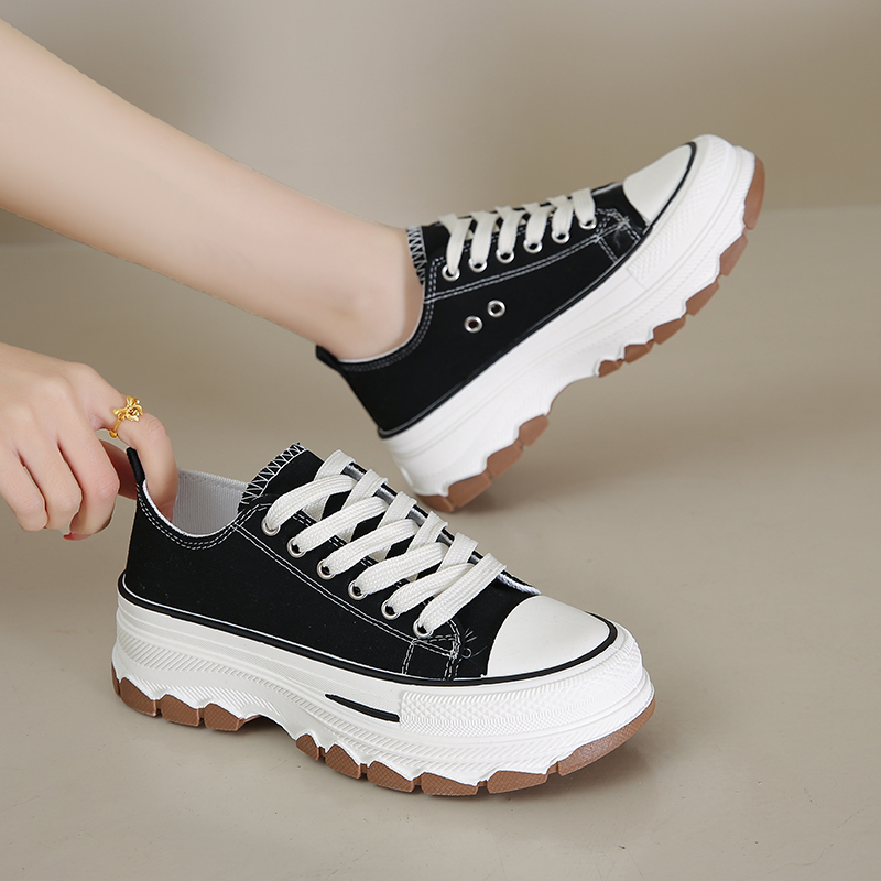 Modern Chic All-Season Denim/Canvas Women's Canvas Shoes | Color: Black | Image 1