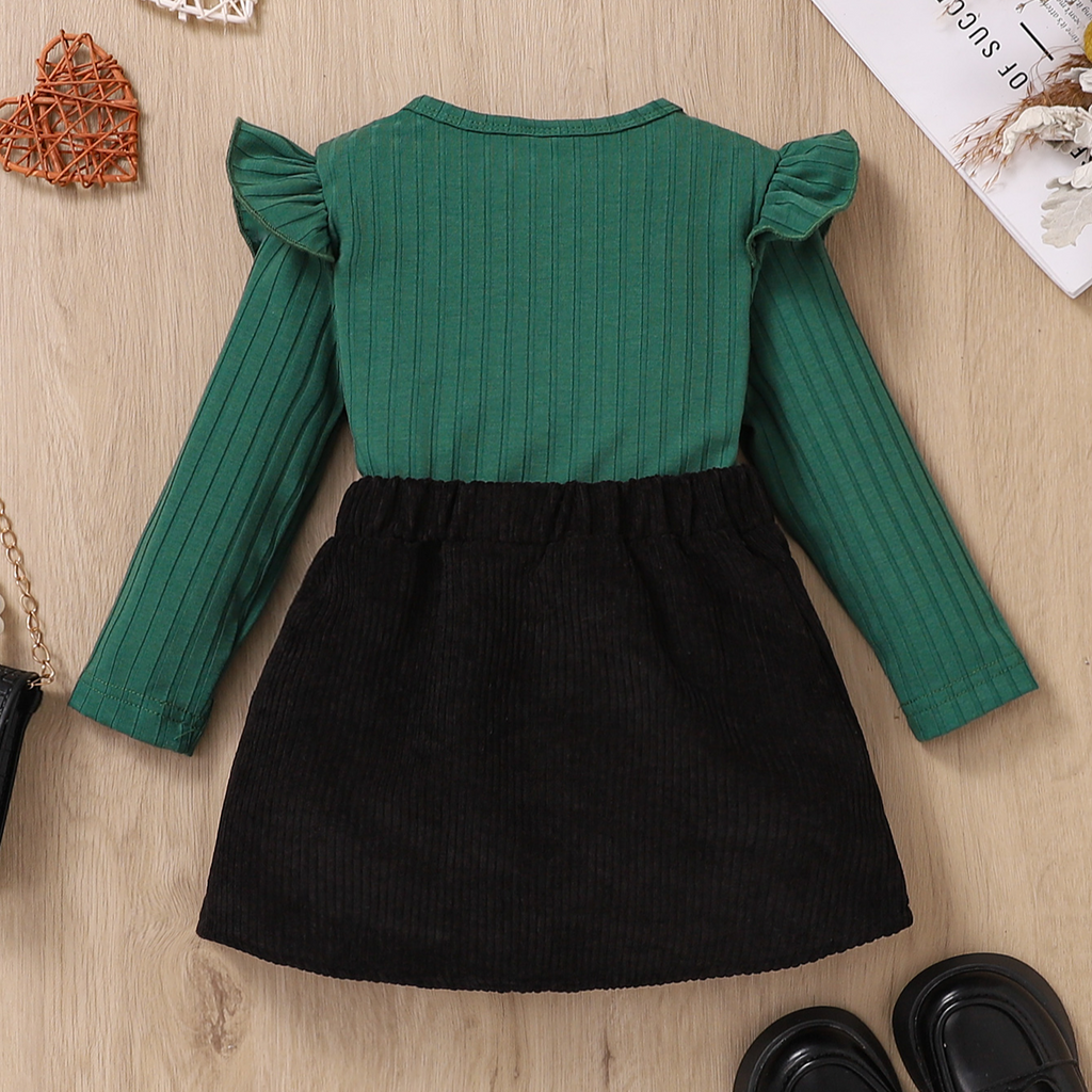 Elegant Autumn 2-Piece Baby Girls' Dress Suit, Ages 3-24 Months | Color: Green | Image 3