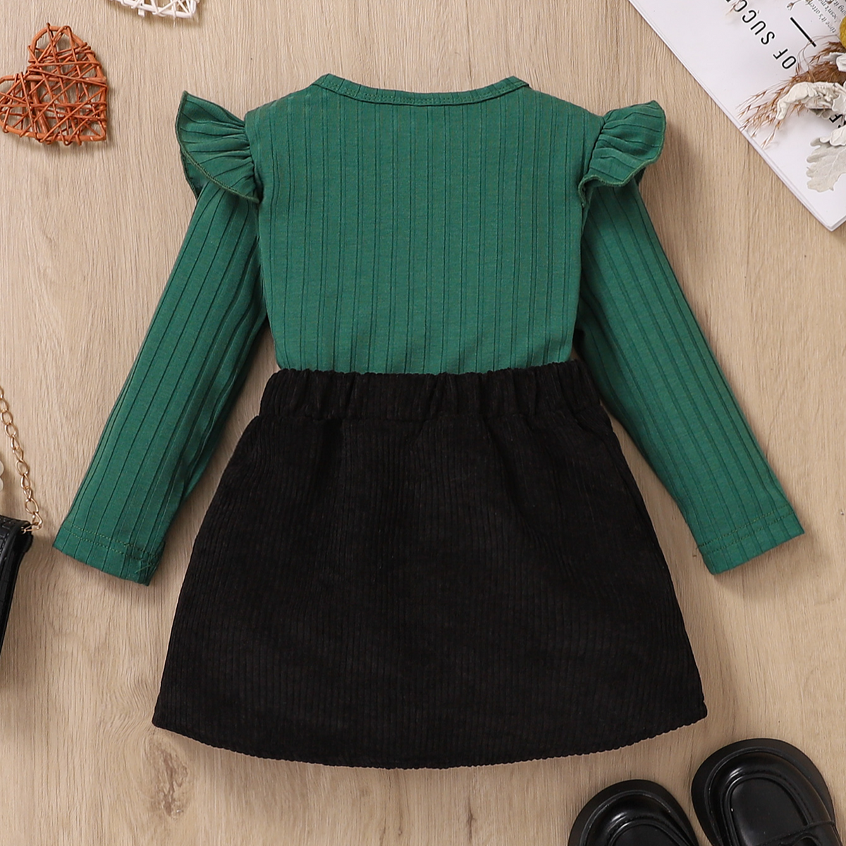 Elegant Autumn 2-Piece Baby Girls' Dress Suit, Ages 3-24 Months | Color: Green | Image 3