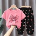 Minimalist Summer 2-Piece Unisex Kids' Pants Suit, Ages 2-7 | Color: Pink | Image 1