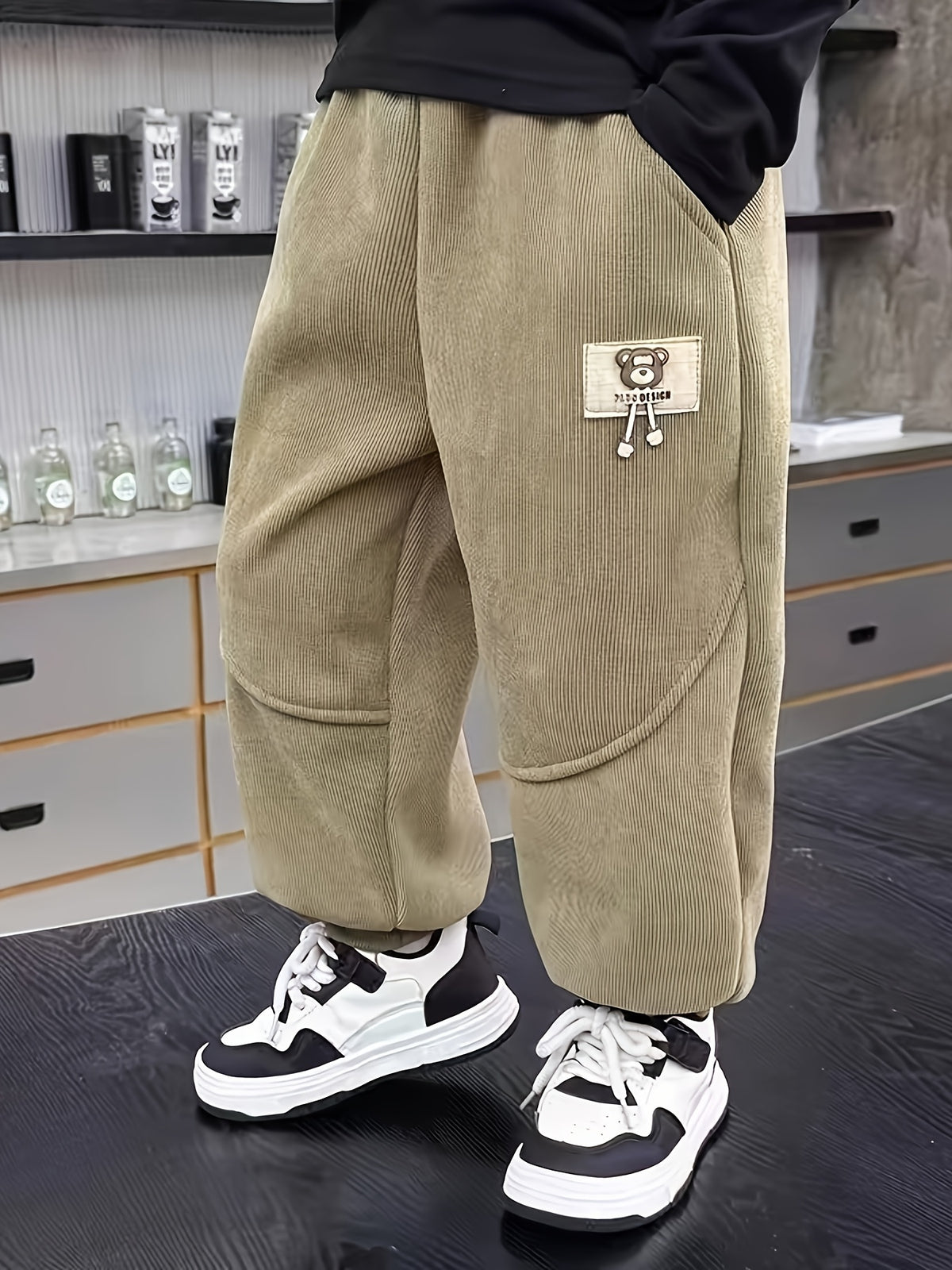 Trendy Autumn Boys' Casual Pants, Ages 2-9 | Color: Khaki | Image 3