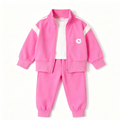 Casual Sporty Autumn 2-Piece Girls' Pants Suit, Ages 3-13 | Color: Pink | Image 1