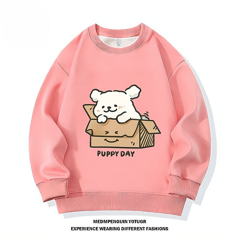 Modern Chic All-Season Casual Sporty Autumn Unisex Kids' Sweatshirt, Ages 2-14 | Color: Pink | Image 1