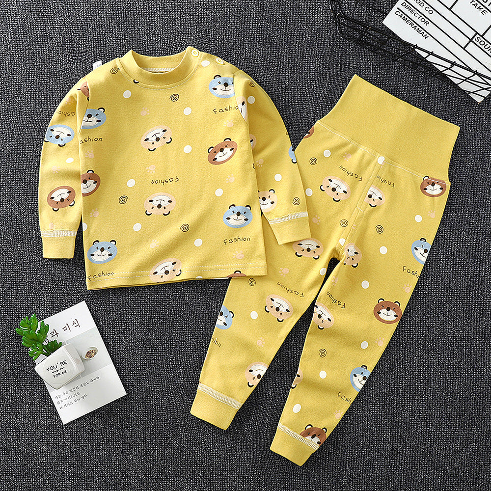 Minimalist Spring 2-Piece Unisex Kids' Pajama Set, Ages 6 Months-4 Years | Color: Yellow | Image 1