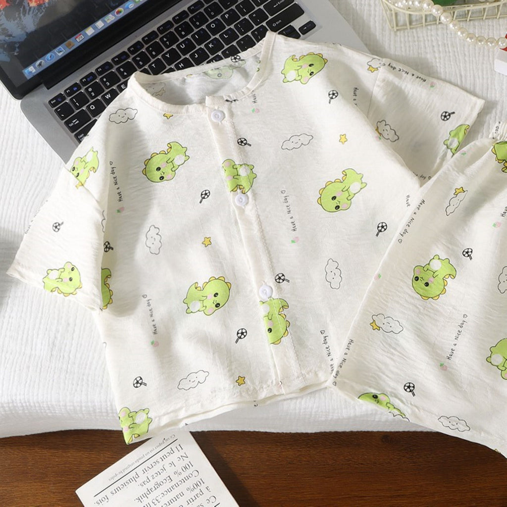 Minimalist Summer 2-Piece Unisex Kids' Pajama Set, Ages 2-9 | Color: Style 4 | Image 3