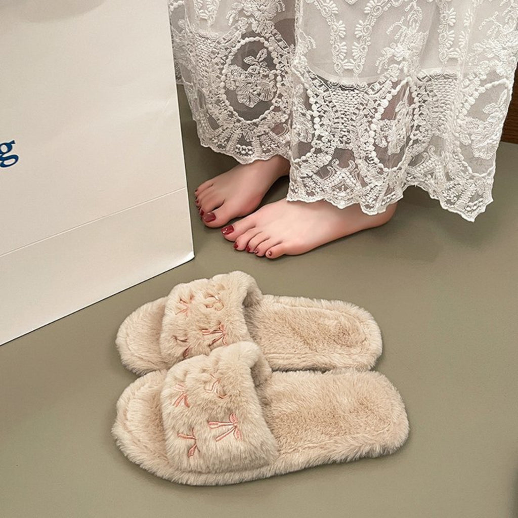 Modern Chic All-Season Cloth / Textile Women's Home Slippers | Color: Khaki | Image 2