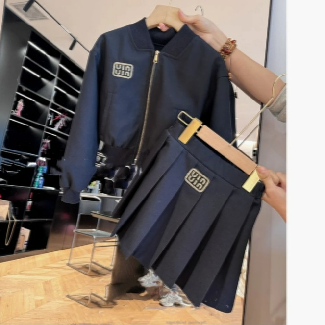 Modern Chic All-Season Casual Sporty Autumn 2-Piece Girls' Dress Suit, Ages 2-14 | Color: Navy | Image 3