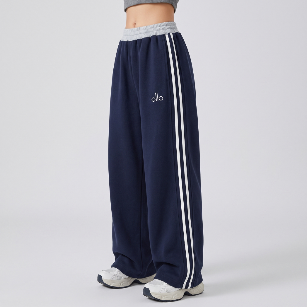 Modern Chic All-Season Casual Sporty Autumn Girls' Sweatpants, Ages 4-14 | Color: Navy | Image 2