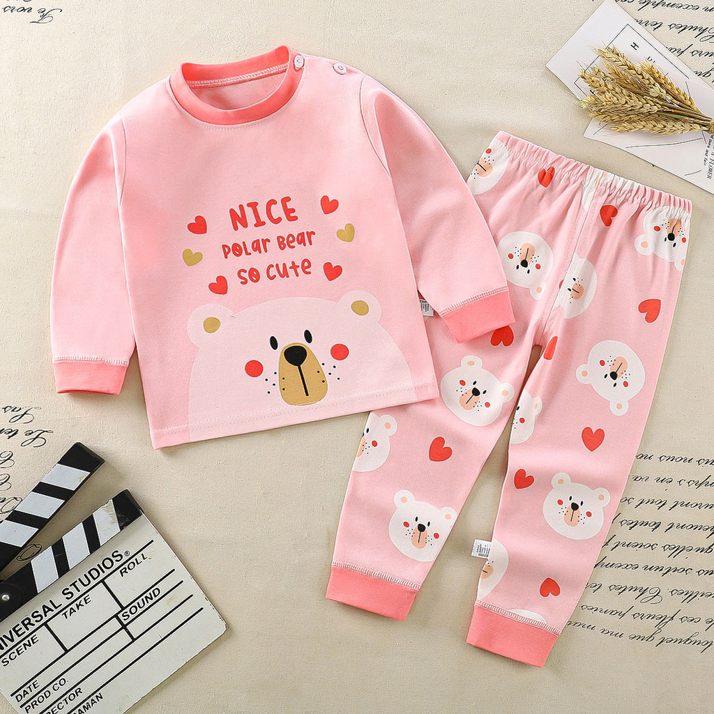 Minimalist Autumn 2-Piece Unisex Baby Pajama Set, Ages 6-24 Months | Color: Pink | Image 1