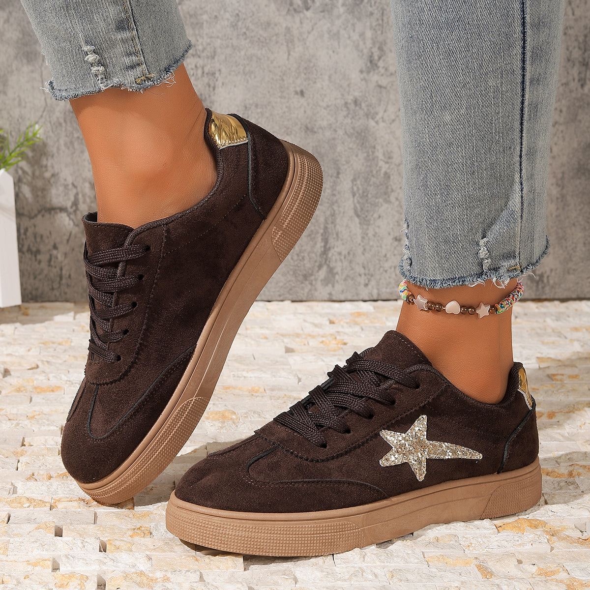 Modern Chic All-Season PU/Artificial Leather/Microfiber Leather Women's Skate Shoes | Color: Brown | Image 3
