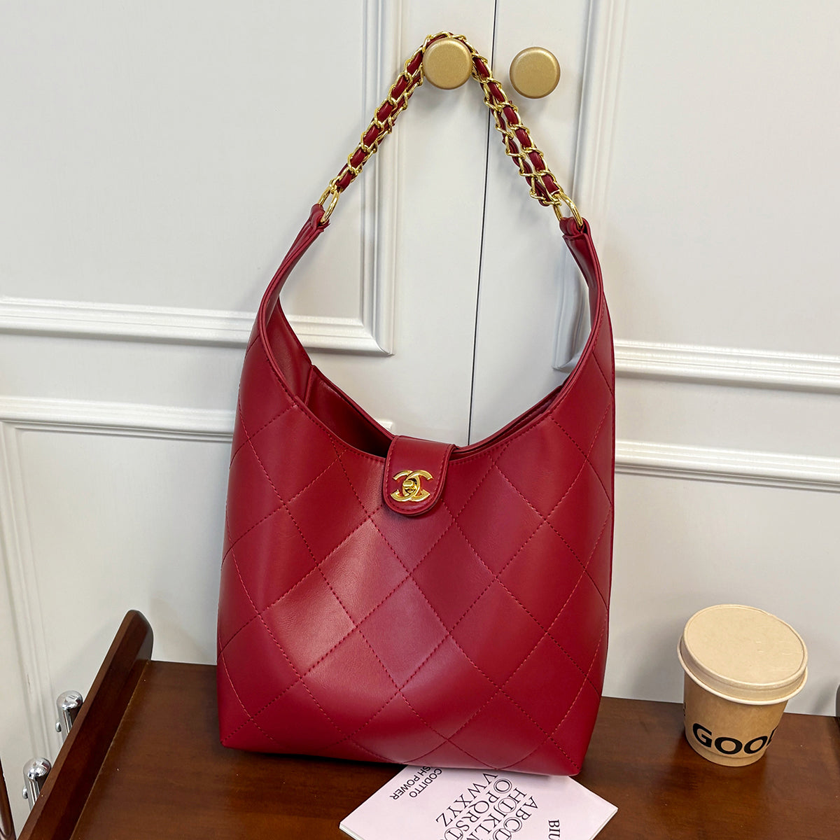 Modern Chic All-Season PU/Artificial Leather/Microfiber Leather Women's Handbags Tote Bags | Color: Red | Image 1