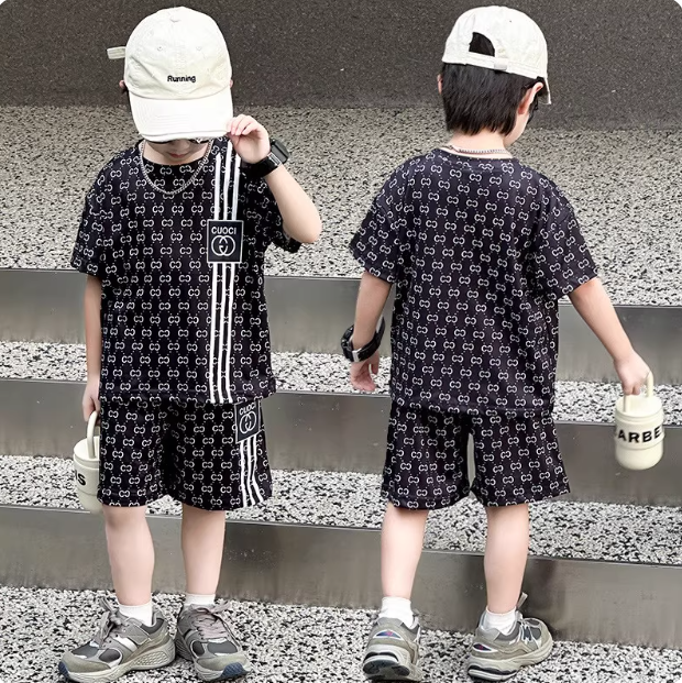 Modern Chic All-Season Minimalist Summer 2-Piece Boys' Pants Suit, Ages 2-9 | Color: Black | Image 3