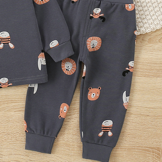 Minimalist Autumn 2-Piece Unisex Baby Pajama Set, Ages 6-24 Months | Color: Black | Image 2
