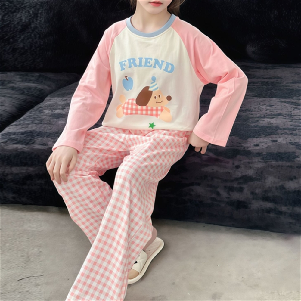Minimalist Autumn 2-Piece Unisex Kids' Pajama Set, Ages 2-9 | Color: Pink | Image 1