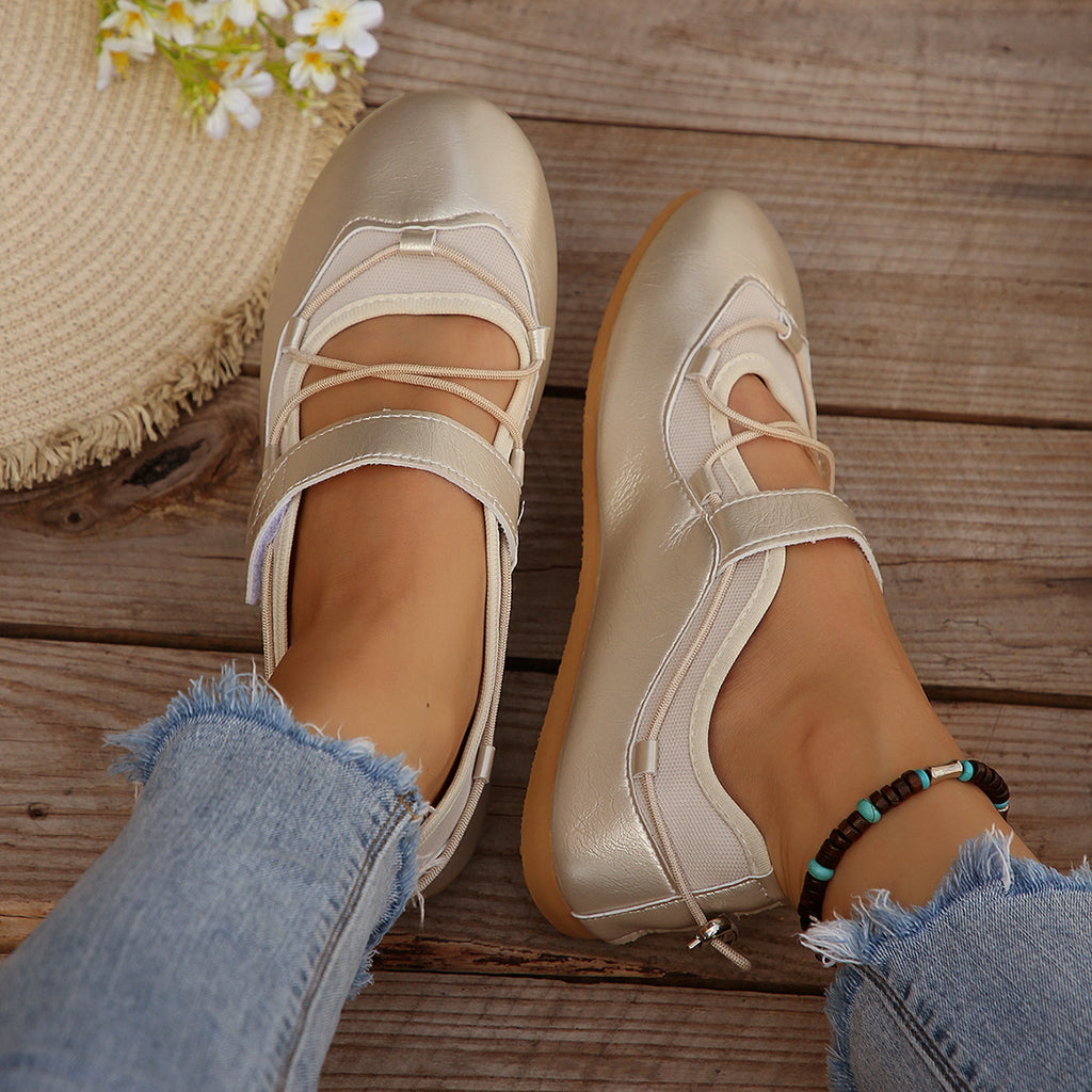 Modern Chic All-Season PU/Artificial Leather/Microfiber Leather Women's Flat Shoes | Color: Gold | Image 3