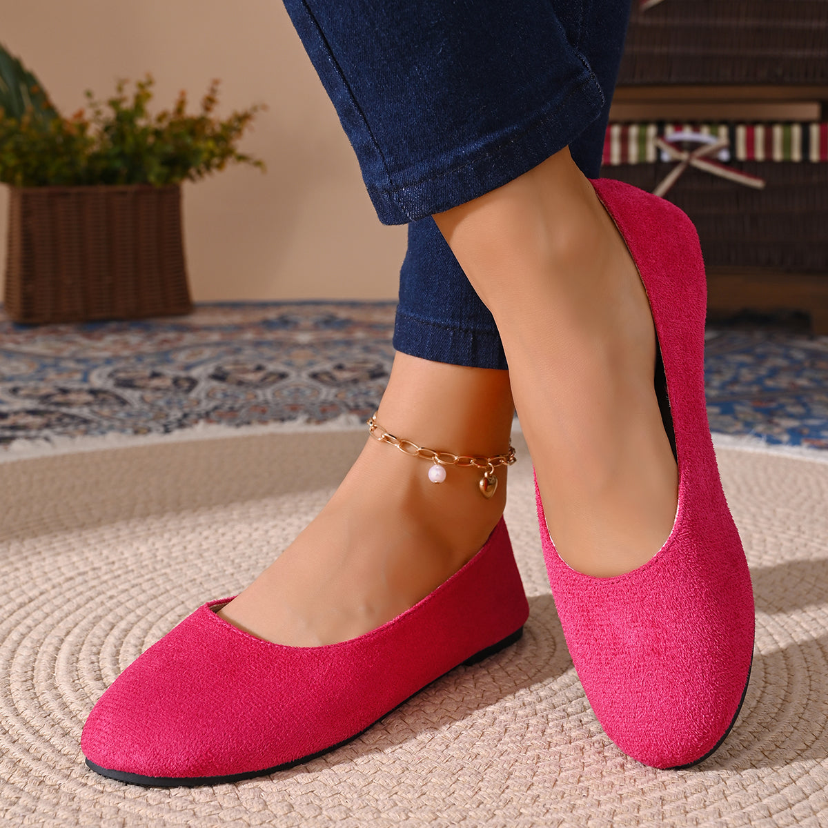Modern Chic All-Season Cloth / Textile Women's Flat Shoes | Color: Rose | Image 3