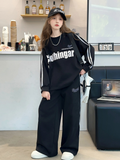 Casual Sporty Autumn 2-Piece Girls' Pants Suit, Ages 4-14 | Color: Black | Image 1