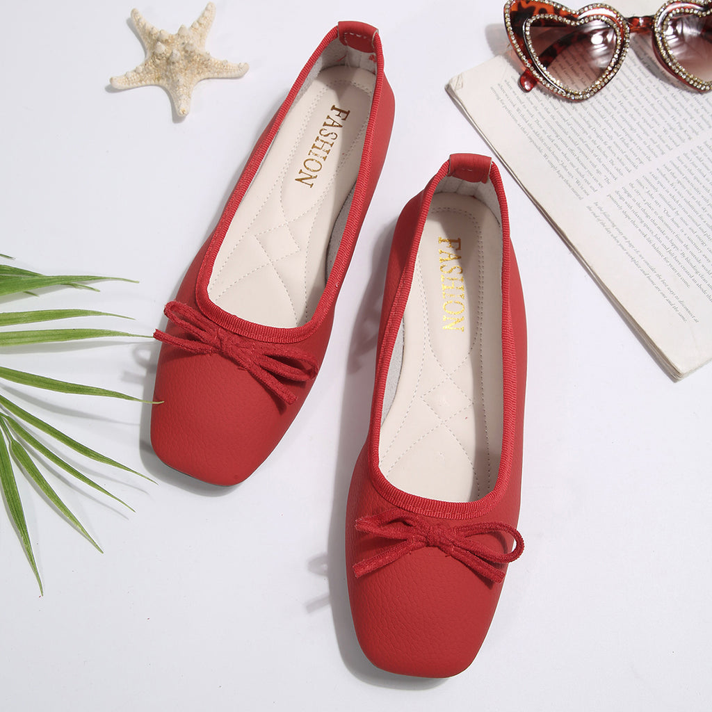 Modern Chic All-Season PU/Artificial Leather/Microfiber Leather Women's Flat Shoes | Color: Red | Image 3