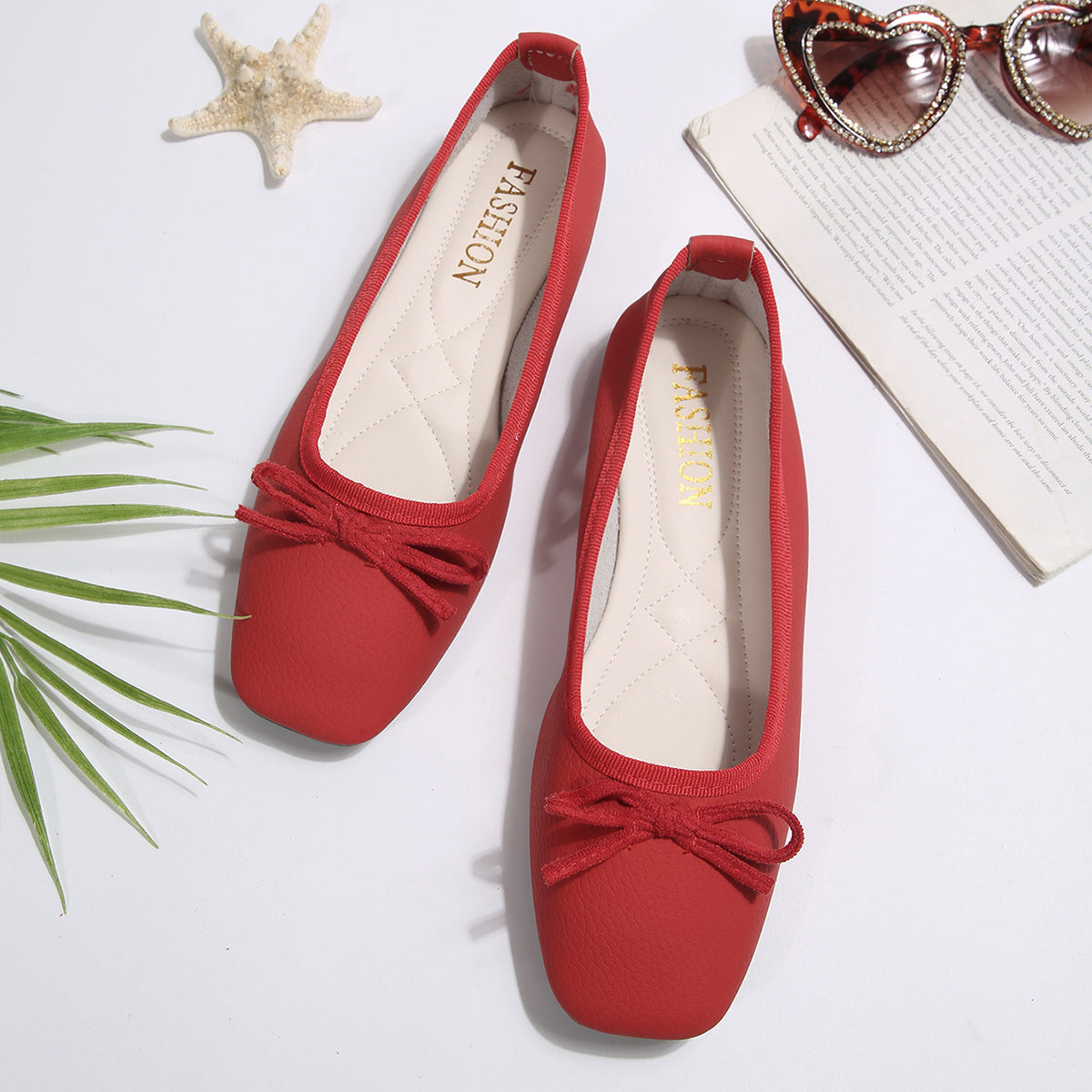 Modern Chic All-Season PU/Artificial Leather/Microfiber Leather Women's Flat Shoes | Color: Red | Image 3
