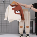 Modern Chic All-Season Casual Sporty Autumn 2-Piece Boys' Pants Suit, Ages 2-5 | Color: Coffee&Apricot | Image 1