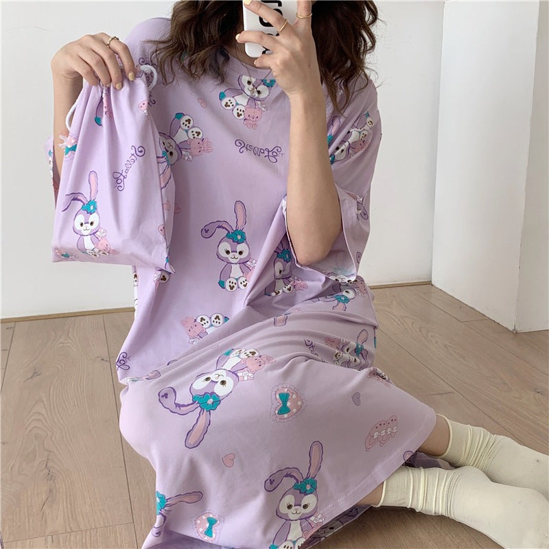 Modern Chic All-Season Sweet Feminine Summer Women 's Short  Sleeve Sleep Dress | Color: Style 4 | Image 1