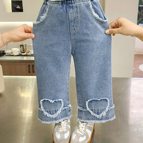 Trendy Autumn Girls' Straight Pants, Ages 2-9 | Color: Blue | Image 2