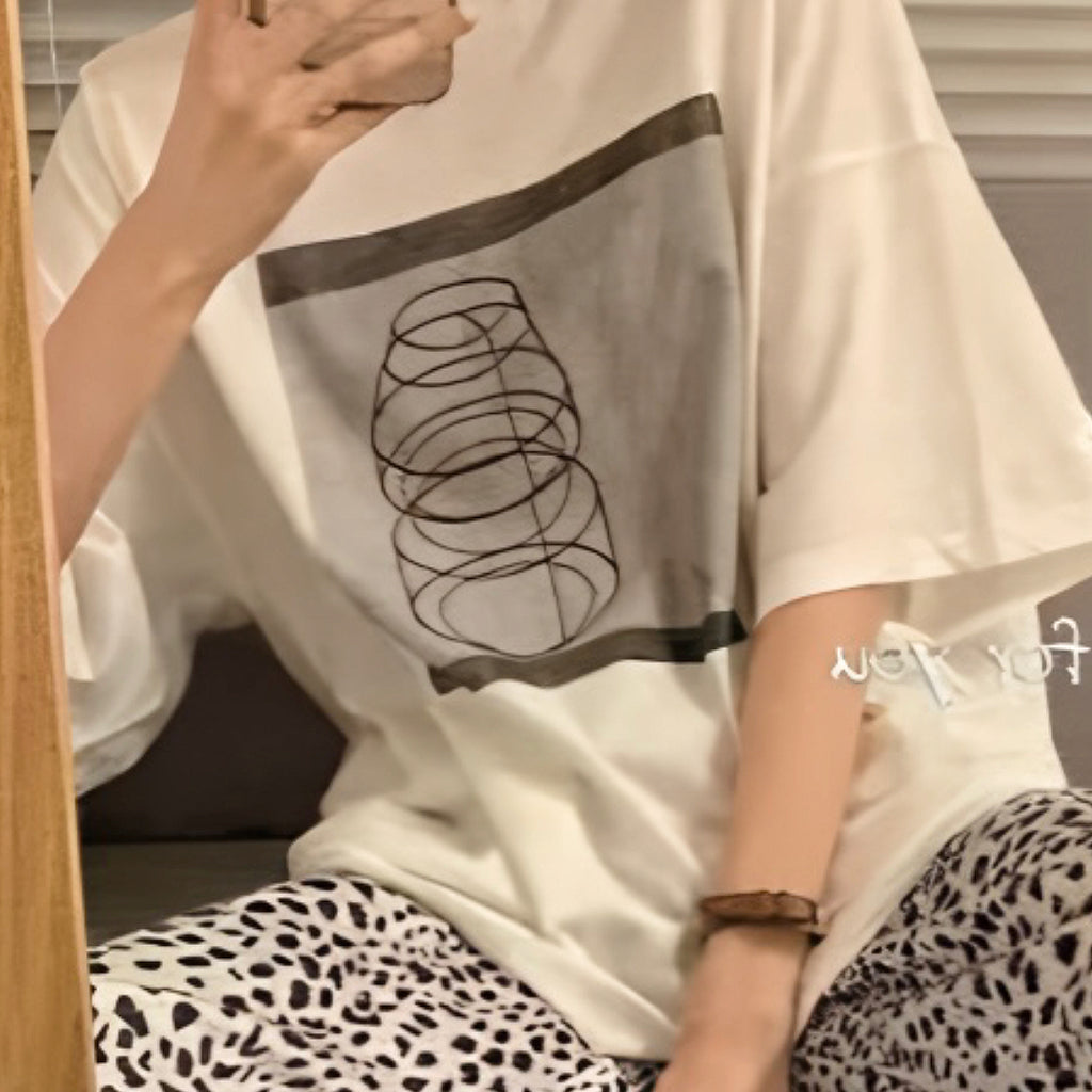 Modern Chic All-Season Sweet Feminine Summer 2 Pcs Women 's Short  Sleeve Sleep Set | Color: Style 3 | Image 3