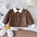Modern Chic All-Season Casual Sporty Spring Girls' Leather Jacket, Ages 2-7 | Color: Brown | Image 1