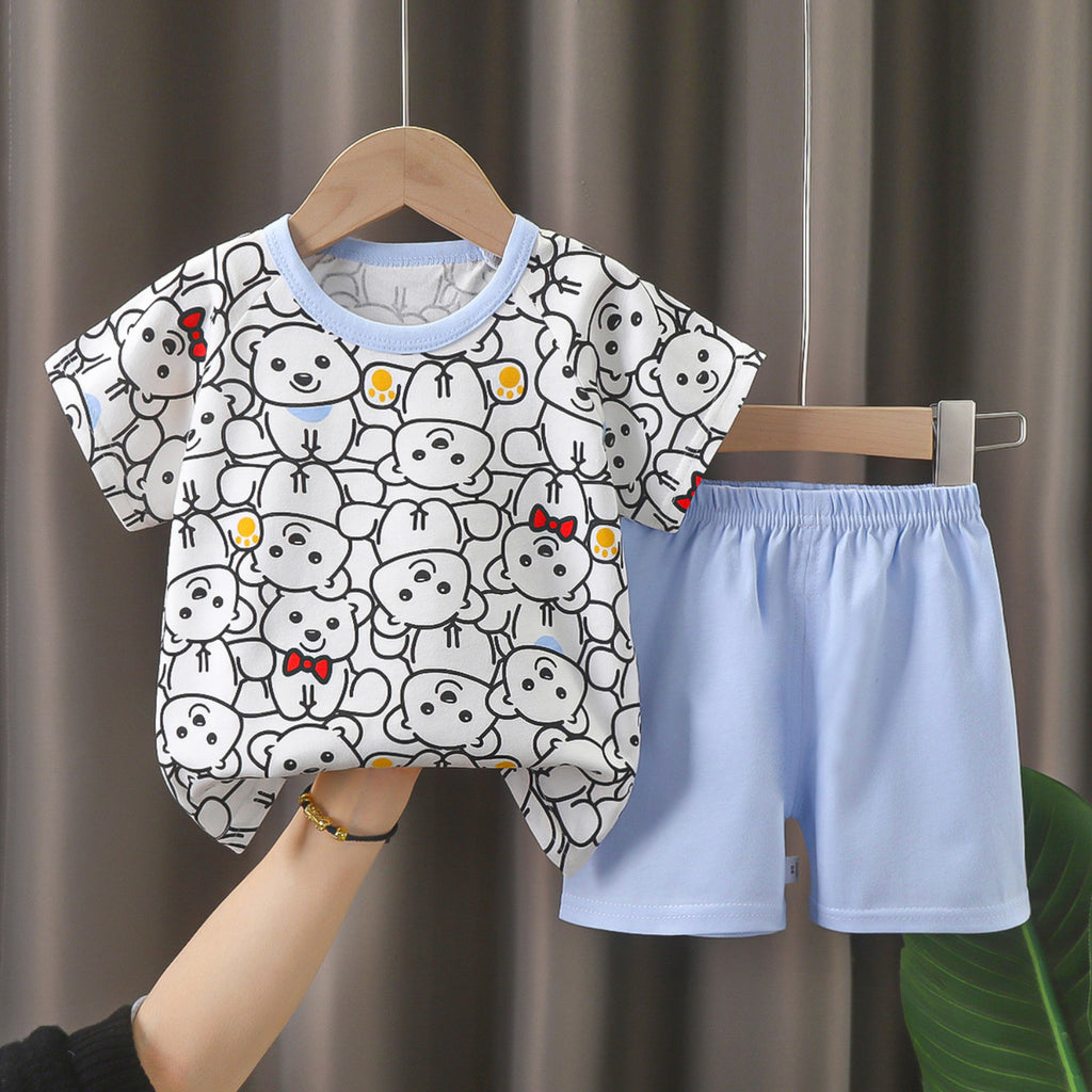 Minimalist Summer 2-Piece Unisex Baby Pajama Set, Ages 6-24 Months | Color: Style 3 | Image 1