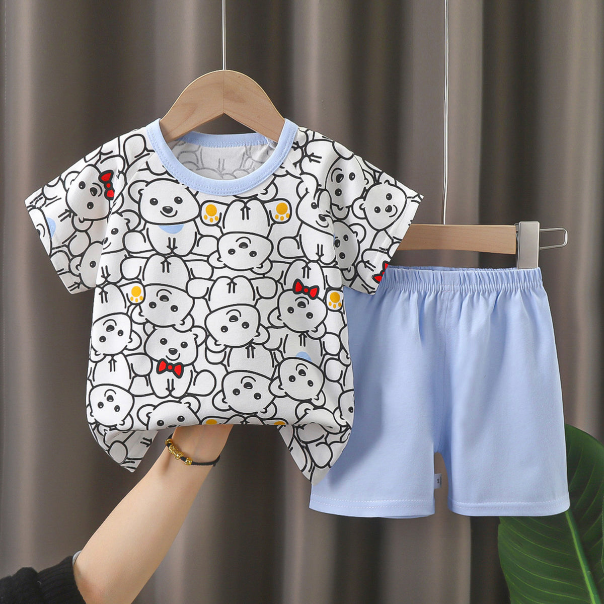 Minimalist Summer 2-Piece Unisex Baby Pajama Set, Ages 6-24 Months | Color: Style 3 | Image 1