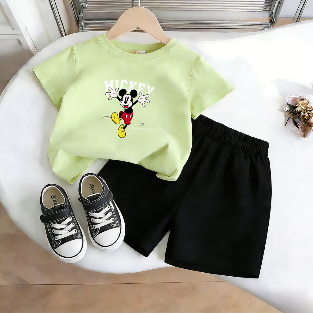 Modern Chic All-Season Casual Sporty Summer 2-Piece Unisex Kids' Pants Suit | Color: Green | Image 1