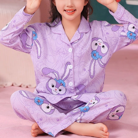 All-Season Sweet & Cute Autumn 2-Piece Girls' Pajama Set, Ages 2-14 | Color: Purple | Image 1