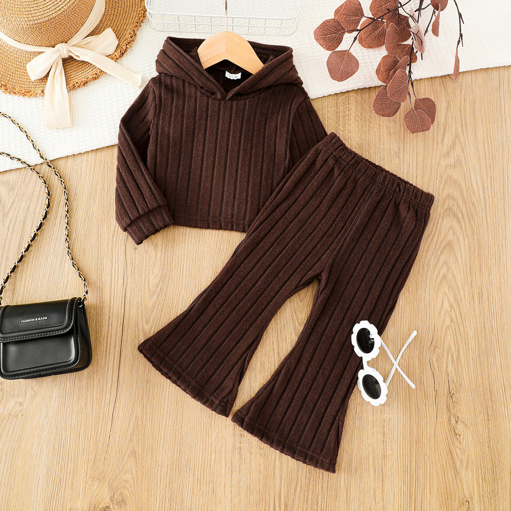 Minimalist Autumn 2-Piece Baby Girls' Pants Suit, Ages 0-24 Months | Color: Brown | Image 1