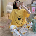 Modern Chic All-Season Sweet Feminine Summer 2 Pcs Women 's Short  Sleeve Sleep Set | Color: Style 2 | Image 1