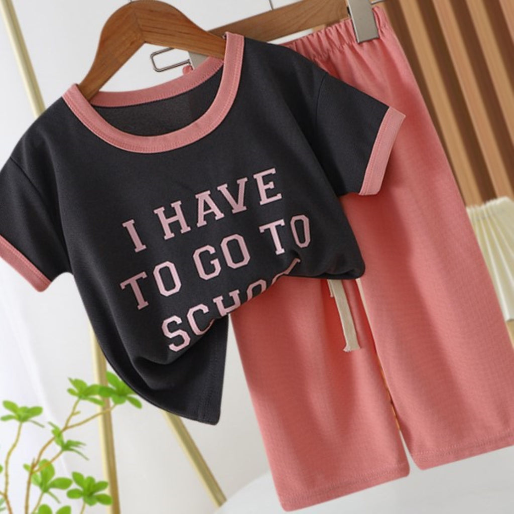 Modern Chic All-Season Minimalist Summer 2-Piece Girls' Pants Suit, Ages 2-9 | Color: Pink | Image 2