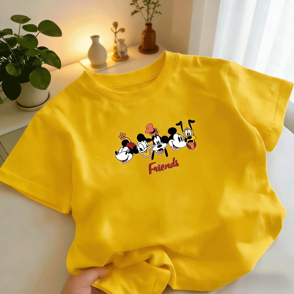 Modern Chic All-Season Casual Sporty Summer Unisex Kids' T-Shirt, Ages 2-9 | Color: Yellow | Image 1