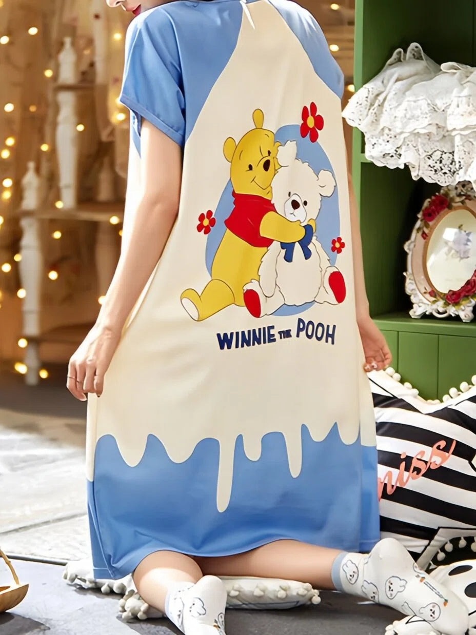 All-Season Sweet & Cute Summer Women 's Short  Sleeve Sleep Dress | Color: Style 1 | Image 2