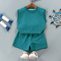 Modern Chic All-Season Minimalist Summer 2-Piece Unisex Baby Pants Suit, Ages 9-24 Months | Color: Green | Image 1
