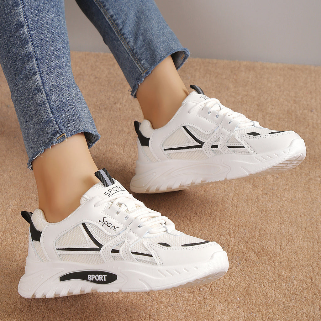 Modern Chic All-Season PU/Artificial Leather/Microfiber Leather Women's Fashion Sneaker | Color: Black&White | Image 1