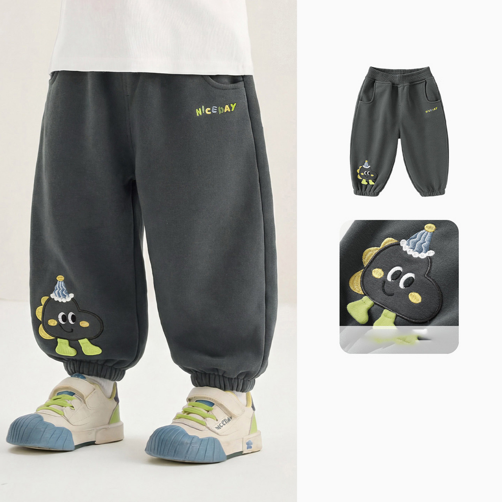 Minimalist Autumn Unisex Kids' Casual Pants, Ages 2-7 | Color: Dark Grey | Image 2