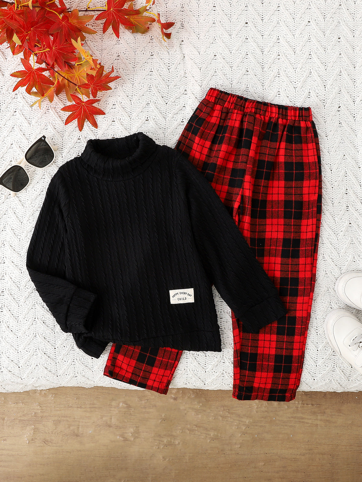 Casual Sporty Autumn 2-Piece Baby Boys' Pants Suit, Ages 12-24 Months | Color: Black | Image 1