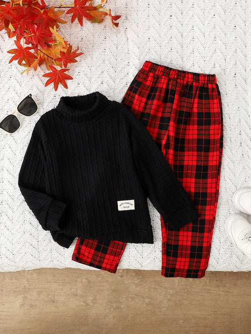 Casual Sporty Autumn 2-Piece Baby Boys' Pants Suit, Ages 12-24 Months | Color: Black | Image 1
