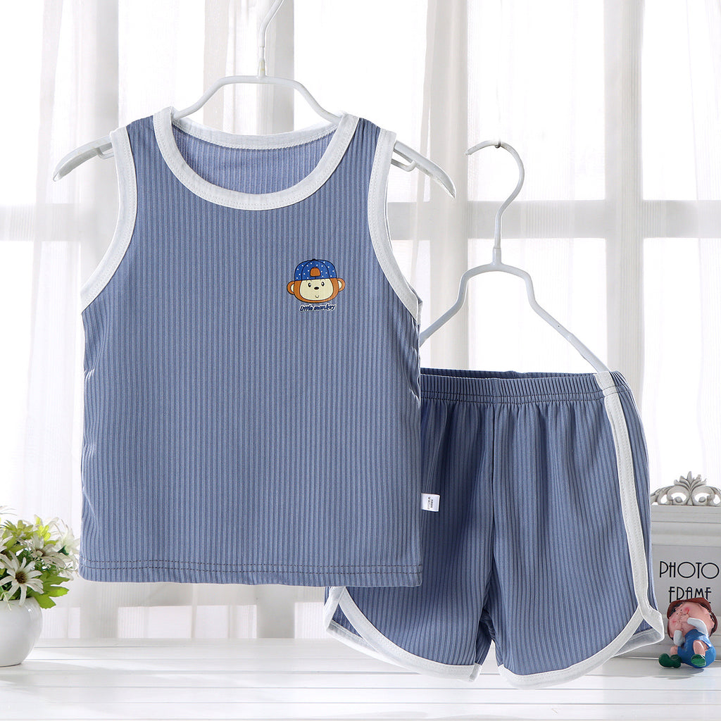 Minimalist Summer 2-Piece Boys' Pajama Set, Ages 2-7 | Color: Grey | Image 1