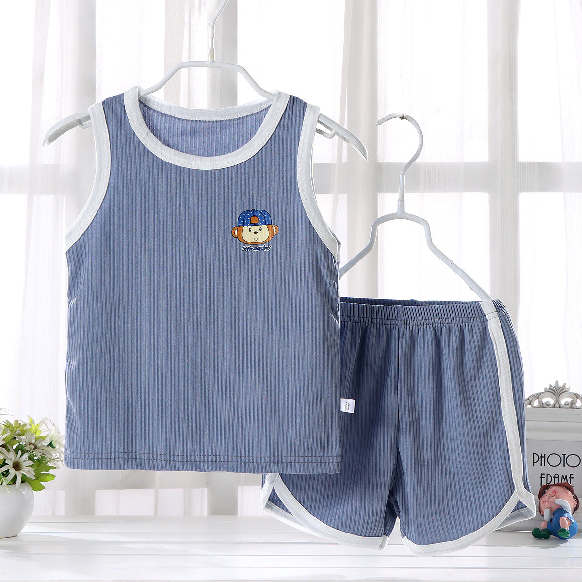 Minimalist Summer 2-Piece Boys' Pajama Set, Ages 2-7 | Color: Grey | Image 1