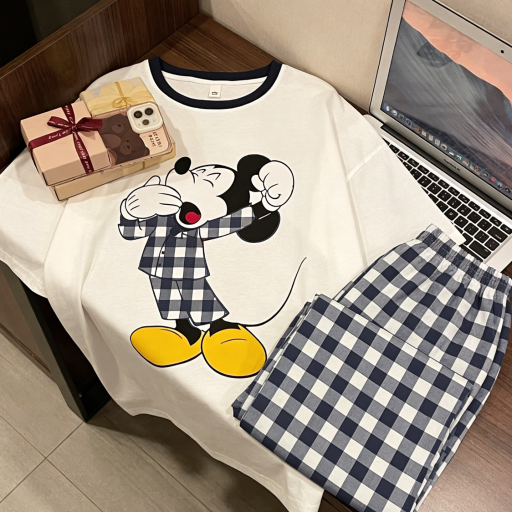 Modern Chic All-Season Sweet Feminine Summer 2 Pcs Women 's Short  Sleeve Sleep Set | Color: Style 2 | Image 3