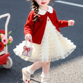 Sweet & Cute Autumn 2-Piece Girls' Dress Suit, Ages 2-9 | Color: Red | Image 1