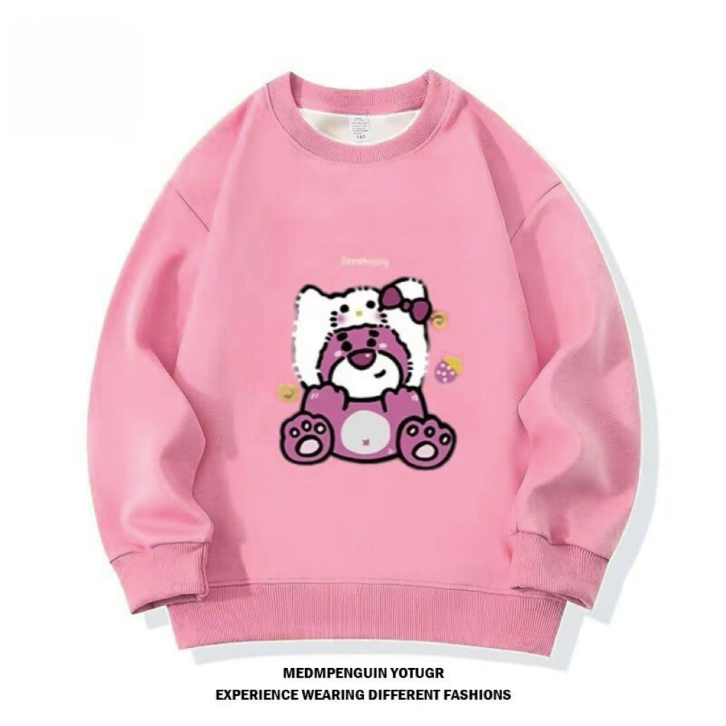 Modern Chic All-Season Minimalist Autumn Unisex Kids' Sweatshirt, Ages 2-14 | Color: Pink | Image 1