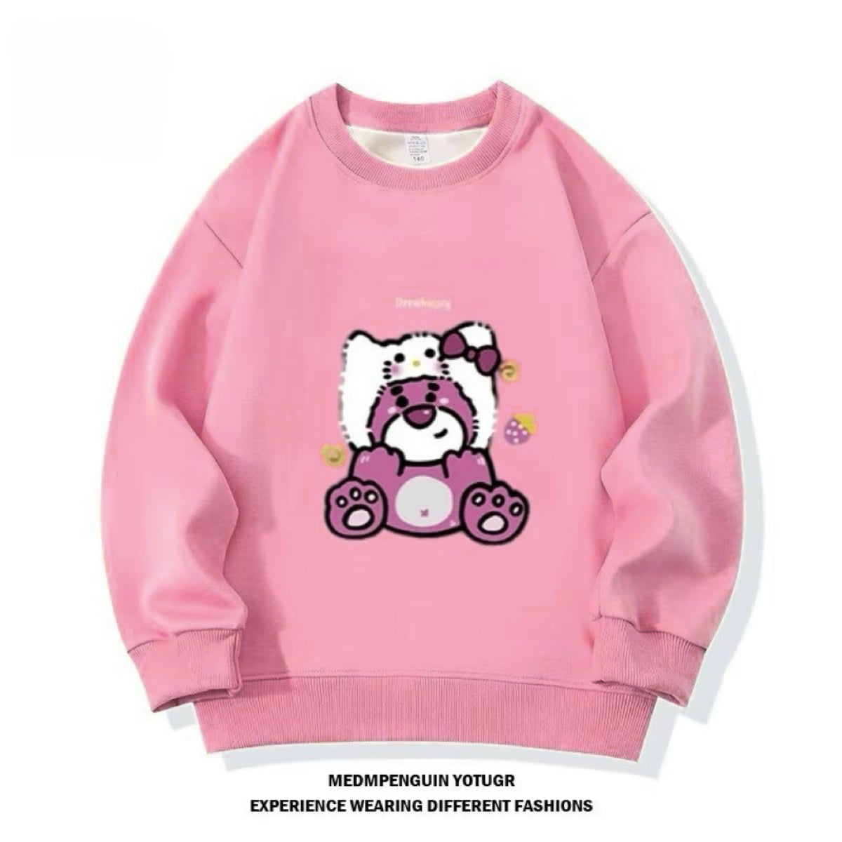 Modern Chic All-Season Minimalist Autumn Unisex Kids' Sweatshirt, Ages 2-14 | Color: Pink | Image 1