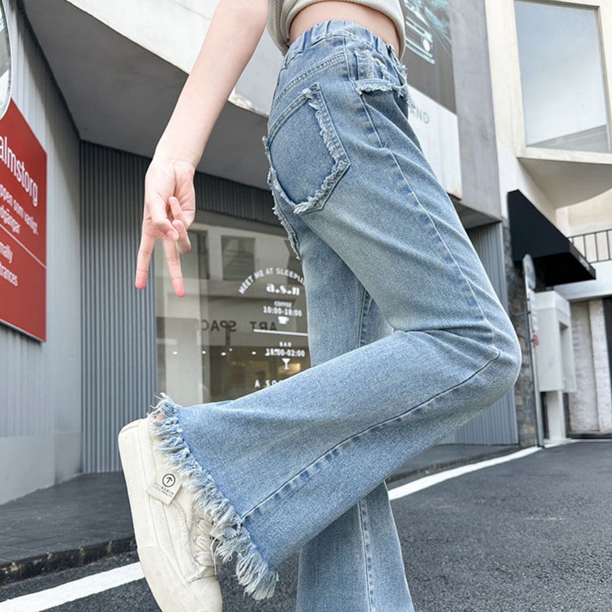 Casual Sporty Spring Girls' Jeans, Ages 2-11 | Color: Blue | Image 3