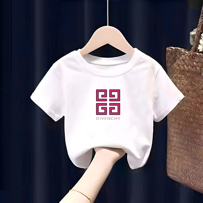 Modern Chic All-Season Minimalist Summer Unisex Kids' T-Shirt, Ages 2-7 | Color: White | Image 1